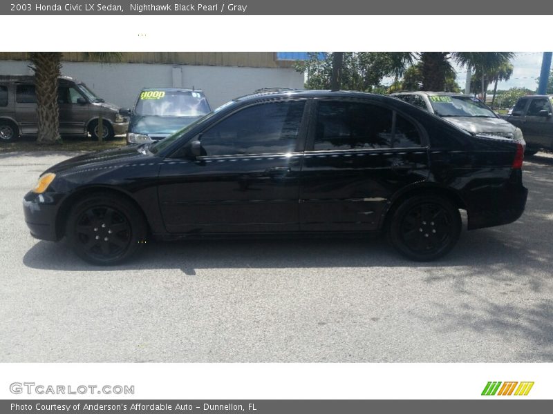 Nighthawk Black Pearl / Gray 2003 Honda Civic LX Sedan