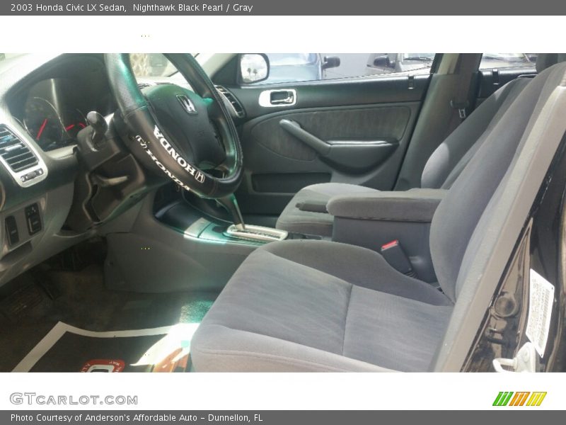 Nighthawk Black Pearl / Gray 2003 Honda Civic LX Sedan