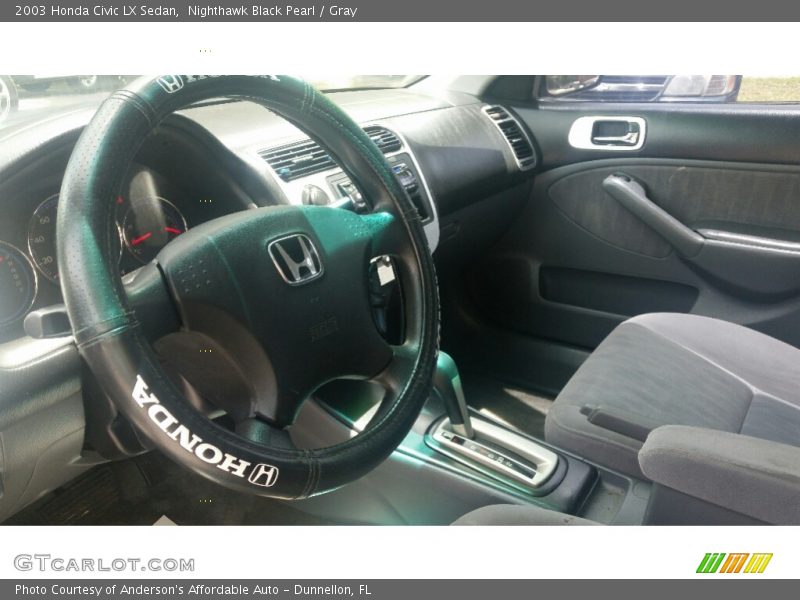 Nighthawk Black Pearl / Gray 2003 Honda Civic LX Sedan