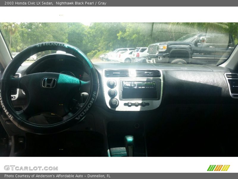 Nighthawk Black Pearl / Gray 2003 Honda Civic LX Sedan