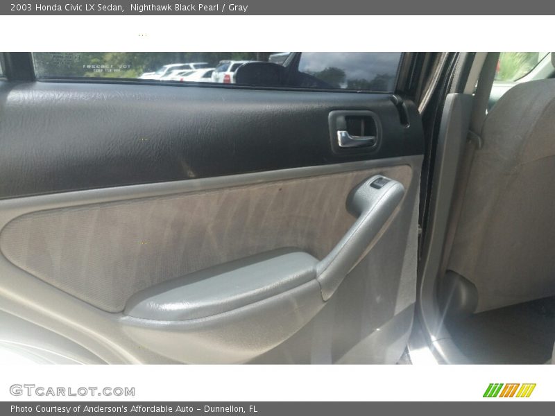 Nighthawk Black Pearl / Gray 2003 Honda Civic LX Sedan