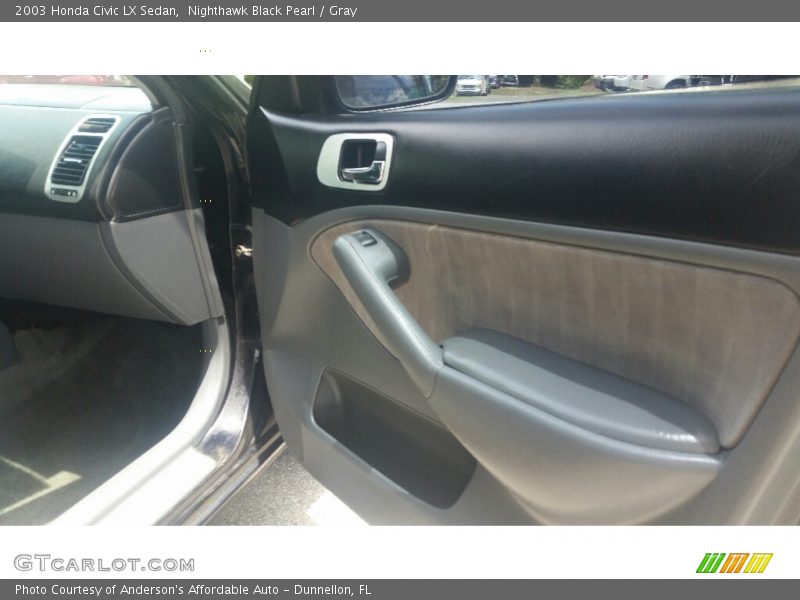 Nighthawk Black Pearl / Gray 2003 Honda Civic LX Sedan