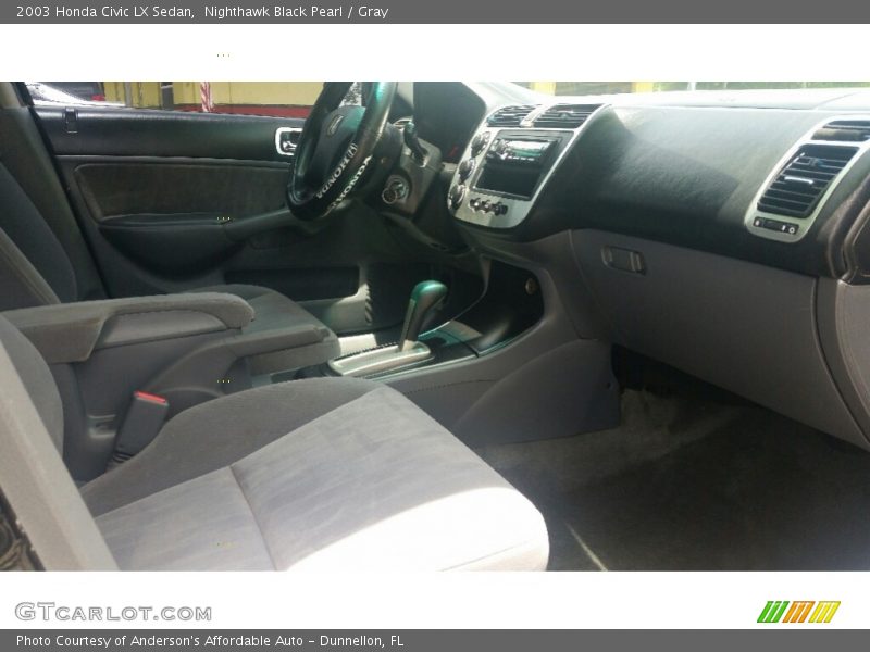 Nighthawk Black Pearl / Gray 2003 Honda Civic LX Sedan
