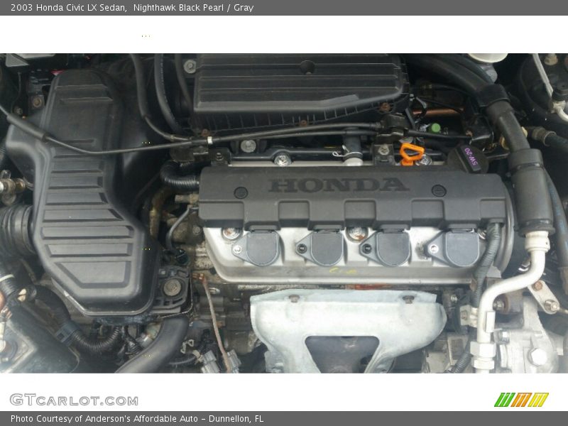 Nighthawk Black Pearl / Gray 2003 Honda Civic LX Sedan