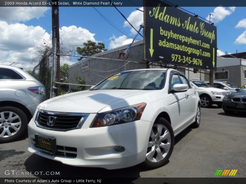 White Diamond Pearl / Ivory 2009 Honda Accord EX-L V6 Sedan