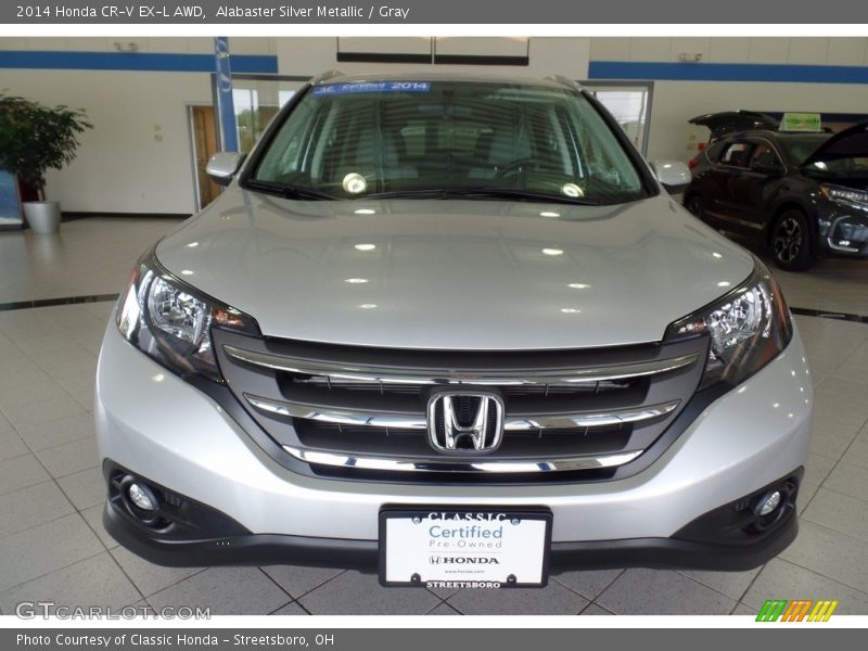 Alabaster Silver Metallic / Gray 2014 Honda CR-V EX-L AWD