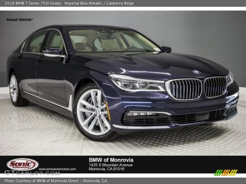 Imperial Blue Metallic / Canberra Beige 2018 BMW 7 Series 750i Sedan