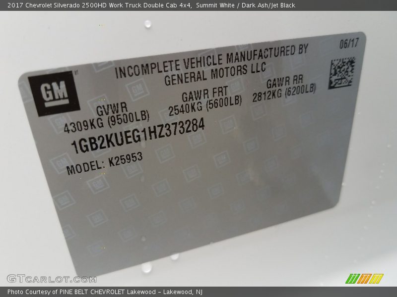 Summit White / Dark Ash/Jet Black 2017 Chevrolet Silverado 2500HD Work Truck Double Cab 4x4
