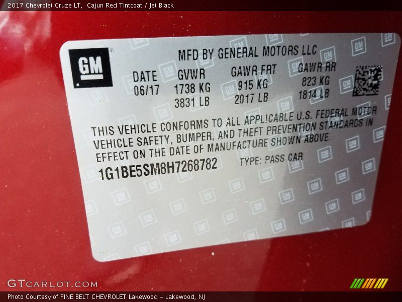 Cajun Red Tintcoat / Jet Black 2017 Chevrolet Cruze LT