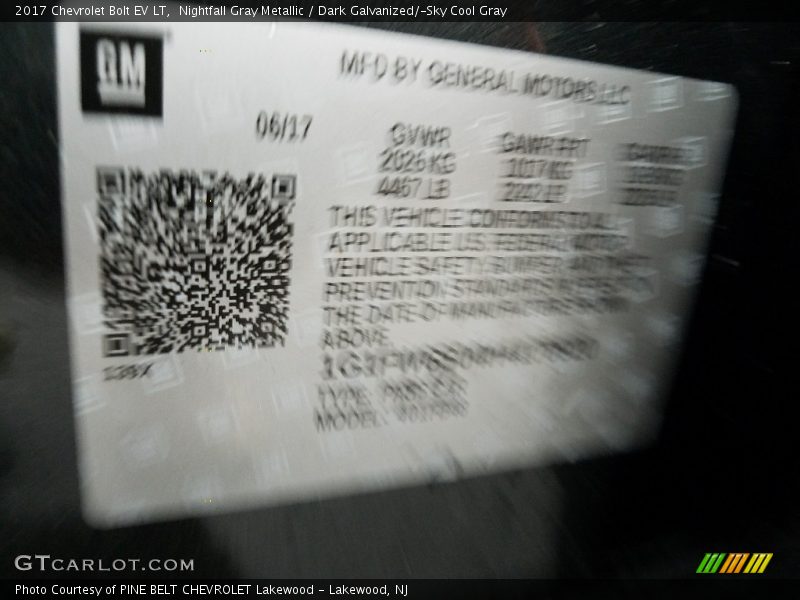 Nightfall Gray Metallic / Dark Galvanized/­Sky Cool Gray 2017 Chevrolet Bolt EV LT