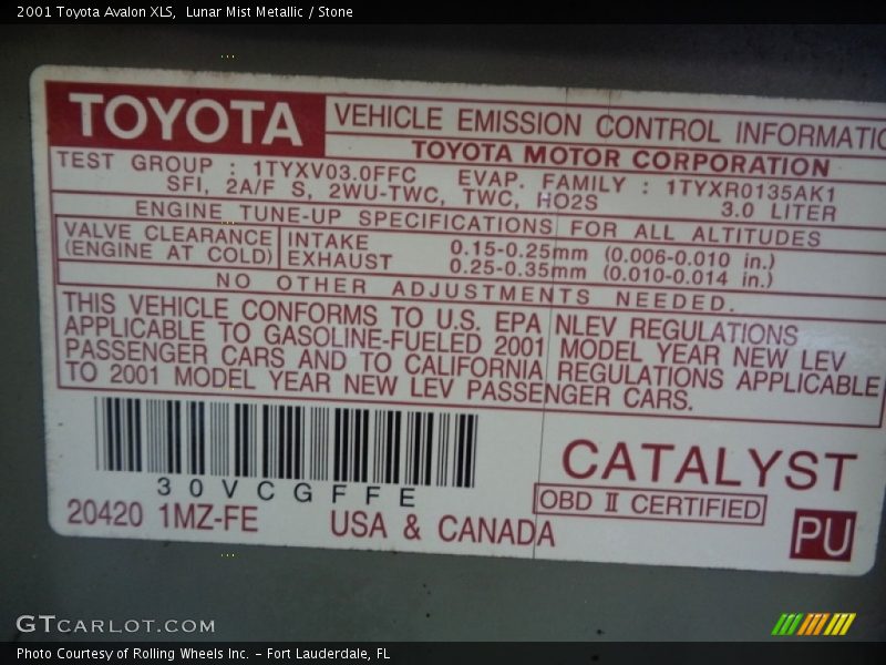 Lunar Mist Metallic / Stone 2001 Toyota Avalon XLS