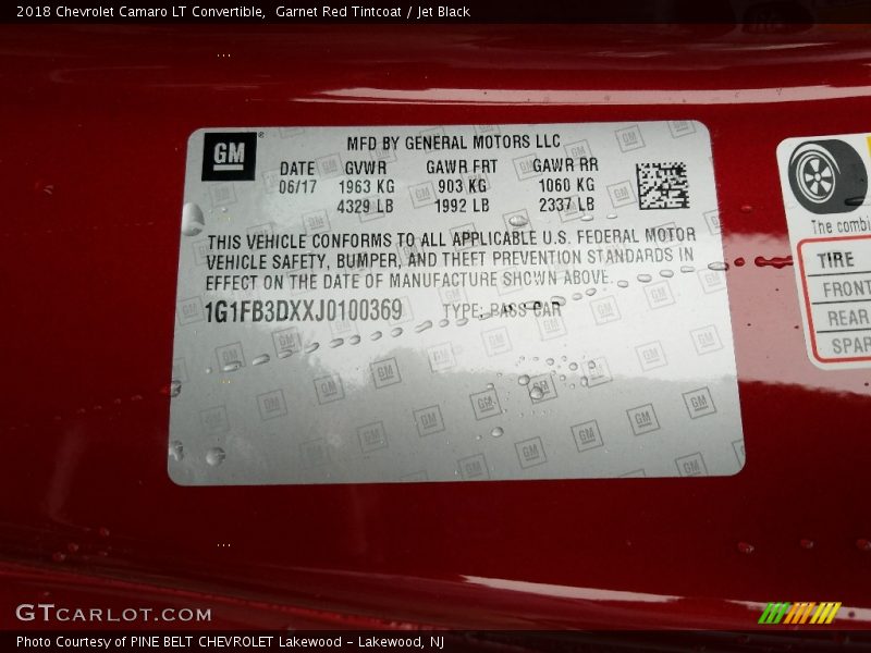 Garnet Red Tintcoat / Jet Black 2018 Chevrolet Camaro LT Convertible