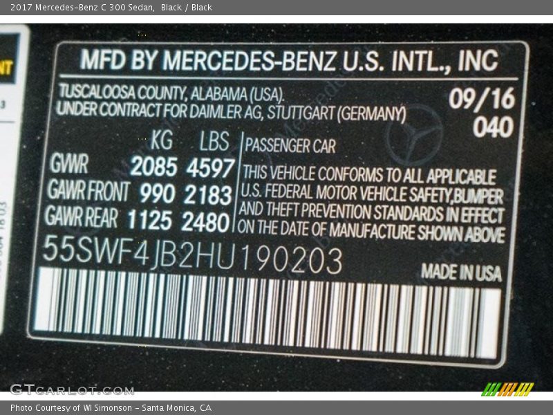 Black / Black 2017 Mercedes-Benz C 300 Sedan