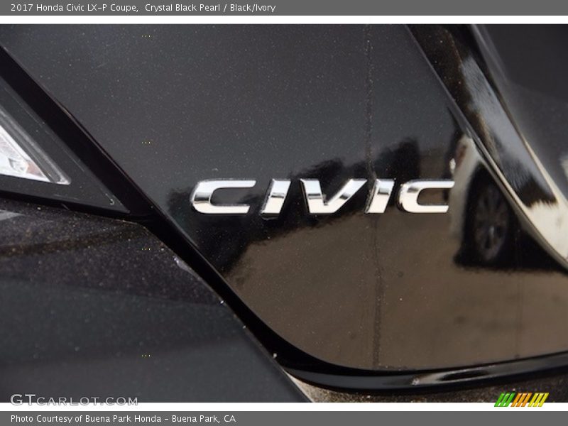 Crystal Black Pearl / Black/Ivory 2017 Honda Civic LX-P Coupe