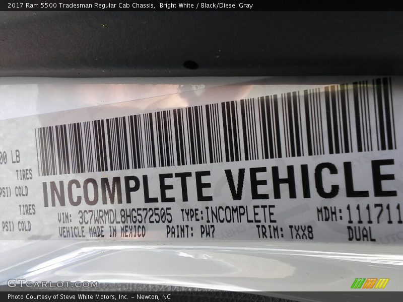 Bright White / Black/Diesel Gray 2017 Ram 5500 Tradesman Regular Cab Chassis