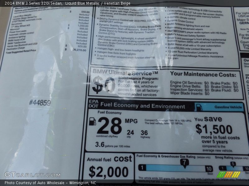 Liquid Blue Metallic / Venetian Beige 2014 BMW 3 Series 320i Sedan