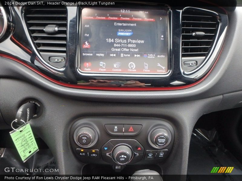 Header Orange / Black/Light Tungsten 2014 Dodge Dart SXT