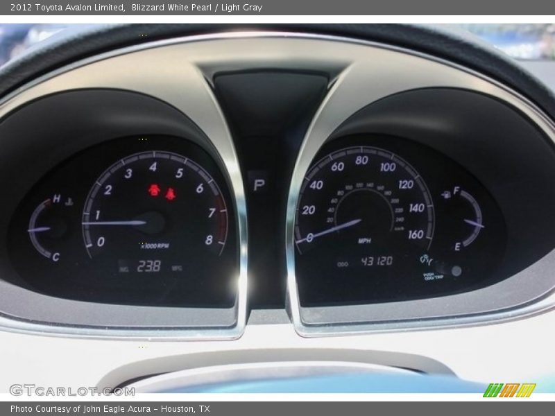 Blizzard White Pearl / Light Gray 2012 Toyota Avalon Limited
