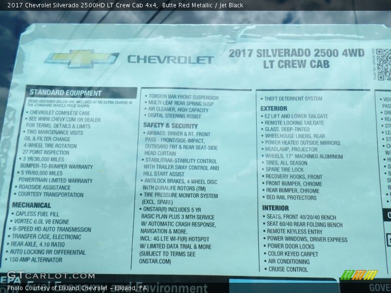 Butte Red Metallic / Jet Black 2017 Chevrolet Silverado 2500HD LT Crew Cab 4x4