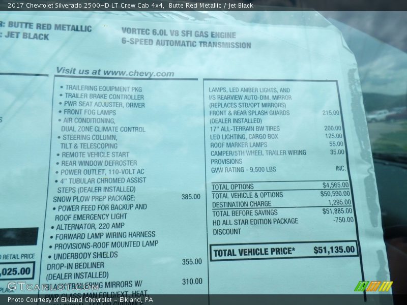 Butte Red Metallic / Jet Black 2017 Chevrolet Silverado 2500HD LT Crew Cab 4x4