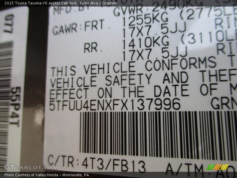 Pyrite Mica / Graphite 2015 Toyota Tacoma V6 Access Cab 4x4