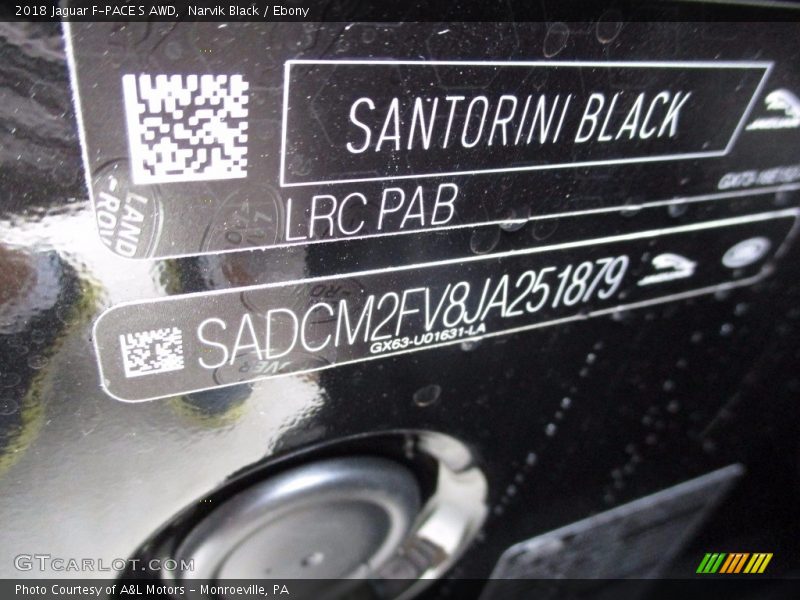 Narvik Black / Ebony 2018 Jaguar F-PACE S AWD