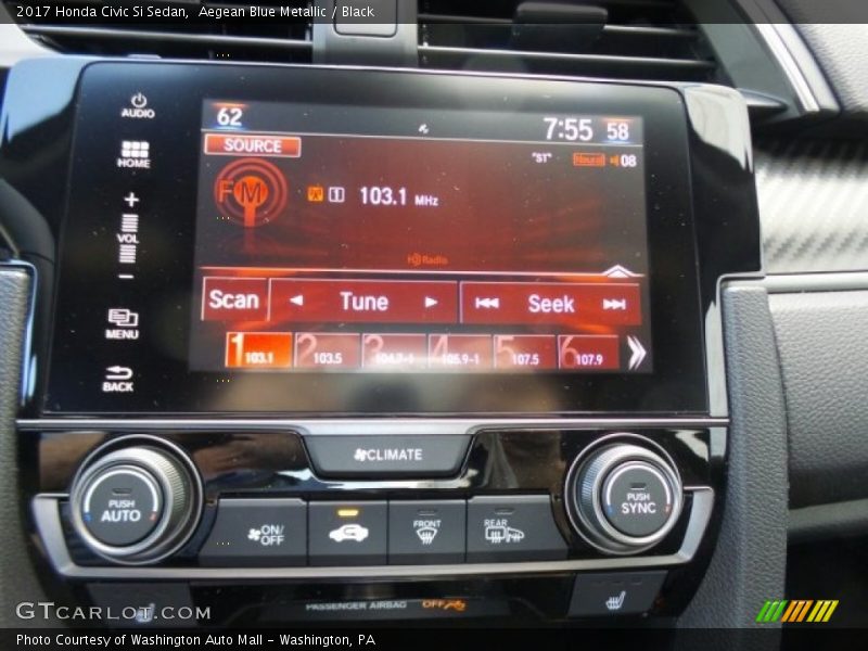 Aegean Blue Metallic / Black 2017 Honda Civic Si Sedan