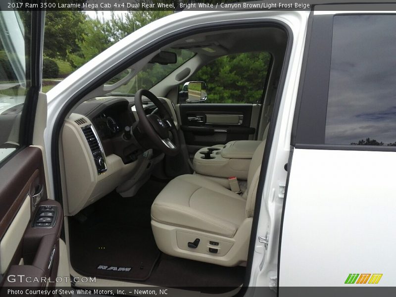 Bright White / Canyon Brown/Light Frost Beige 2017 Ram 3500 Laramie Mega Cab 4x4 Dual Rear Wheel