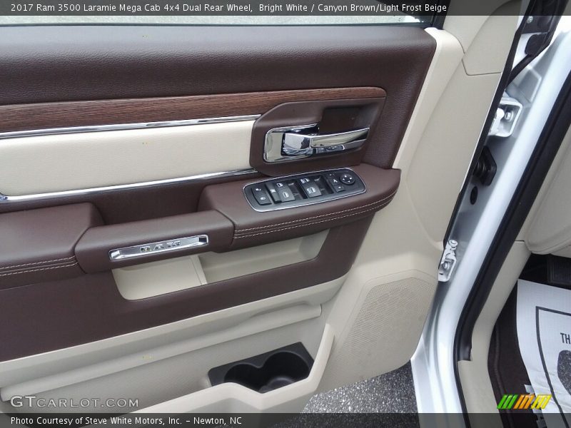 Bright White / Canyon Brown/Light Frost Beige 2017 Ram 3500 Laramie Mega Cab 4x4 Dual Rear Wheel