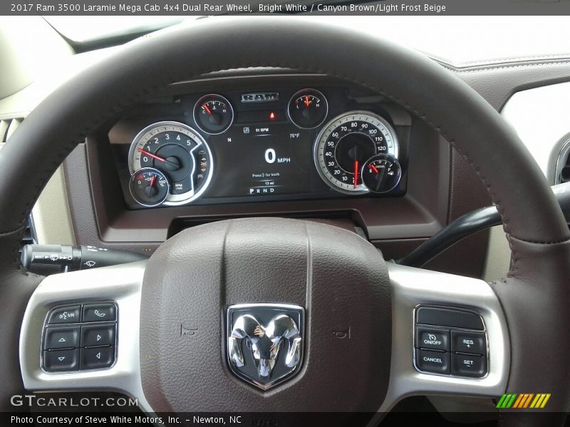 Bright White / Canyon Brown/Light Frost Beige 2017 Ram 3500 Laramie Mega Cab 4x4 Dual Rear Wheel