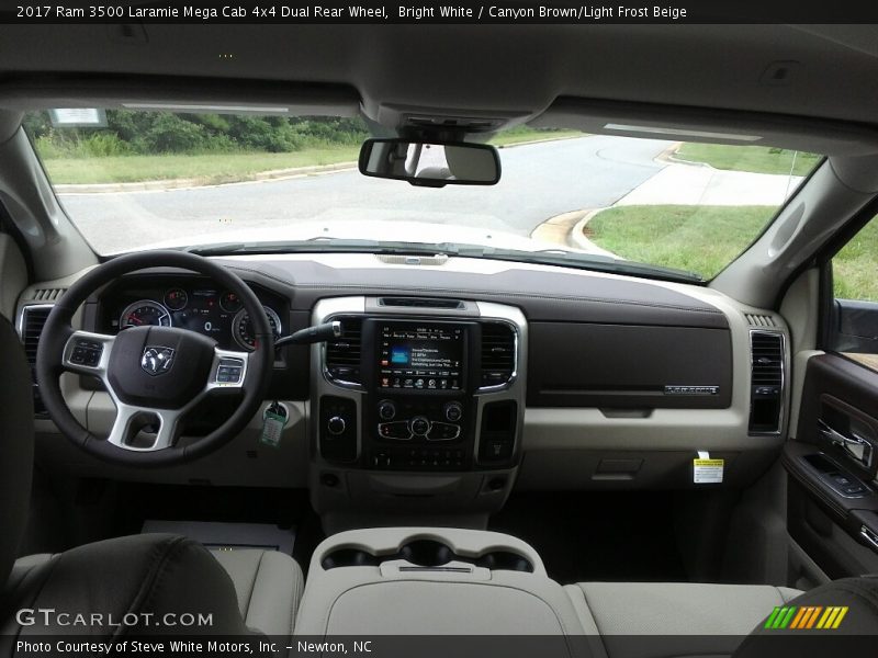 Bright White / Canyon Brown/Light Frost Beige 2017 Ram 3500 Laramie Mega Cab 4x4 Dual Rear Wheel