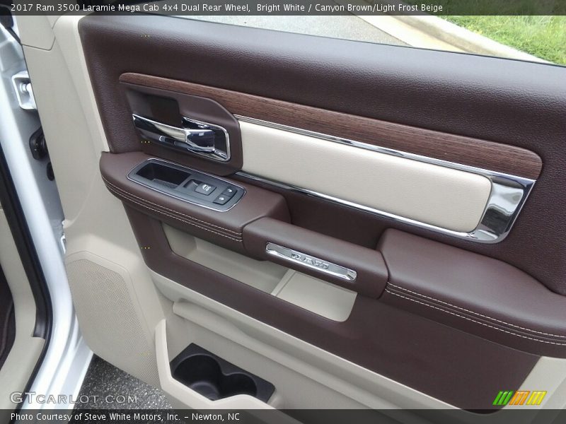 Bright White / Canyon Brown/Light Frost Beige 2017 Ram 3500 Laramie Mega Cab 4x4 Dual Rear Wheel