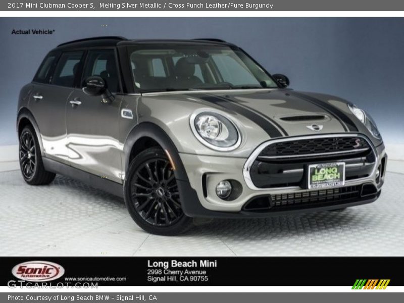 Melting Silver Metallic / Cross Punch Leather/Pure Burgundy 2017 Mini Clubman Cooper S