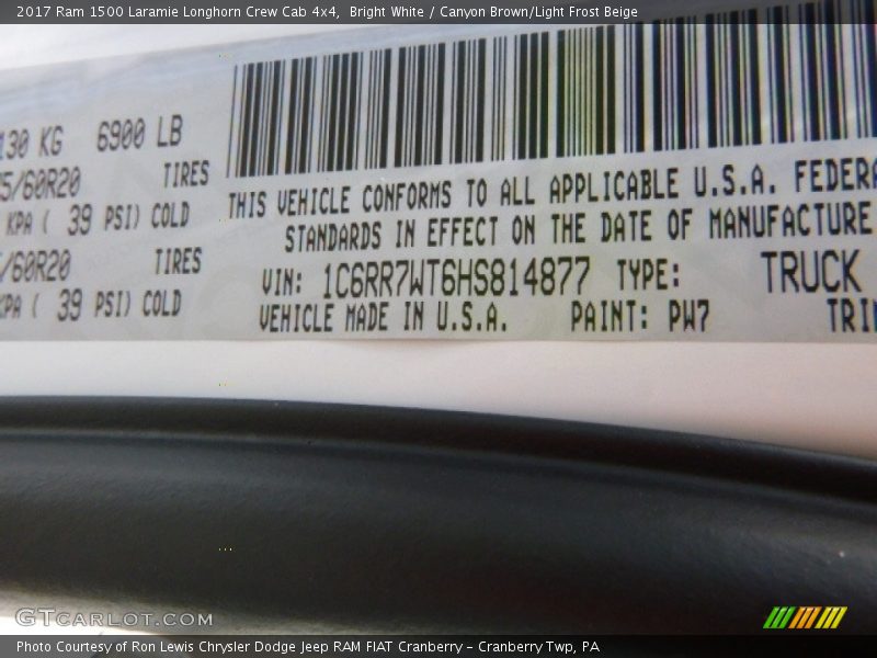 Bright White / Canyon Brown/Light Frost Beige 2017 Ram 1500 Laramie Longhorn Crew Cab 4x4
