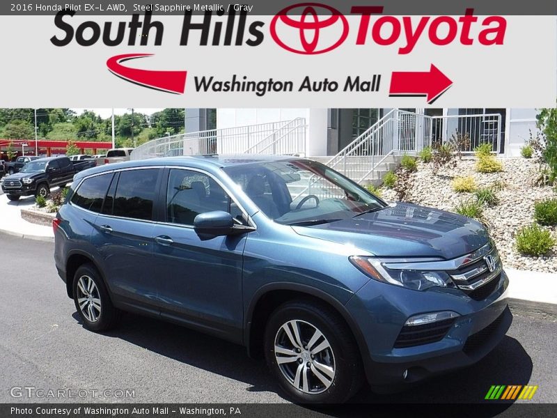 Steel Sapphire Metallic / Gray 2016 Honda Pilot EX-L AWD