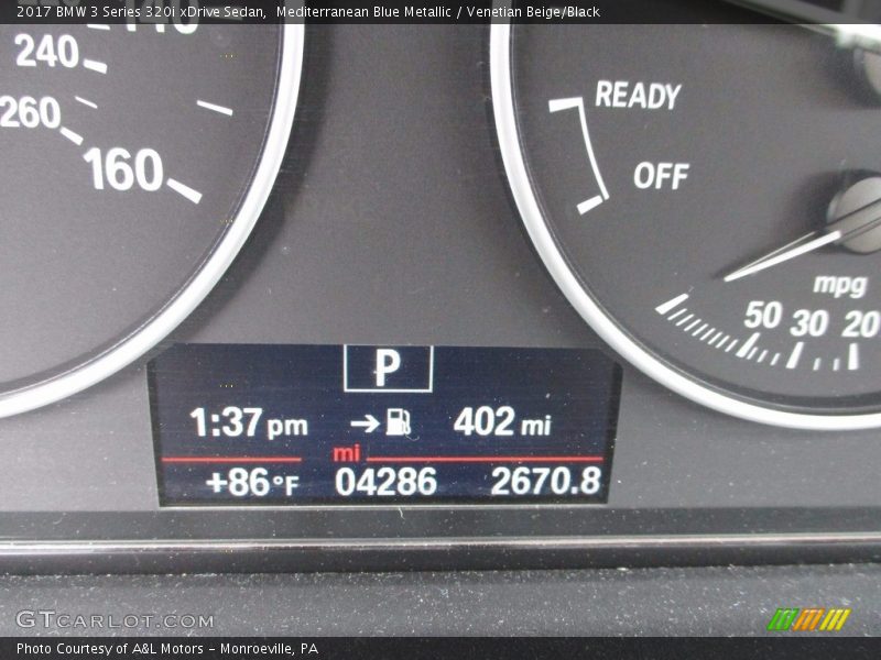 Mediterranean Blue Metallic / Venetian Beige/Black 2017 BMW 3 Series 320i xDrive Sedan