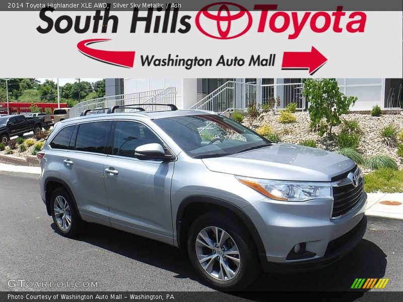 Silver Sky Metallic / Ash 2014 Toyota Highlander XLE AWD