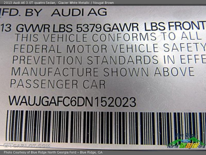 Glacier White Metallic / Nougat Brown 2013 Audi A6 3.0T quattro Sedan
