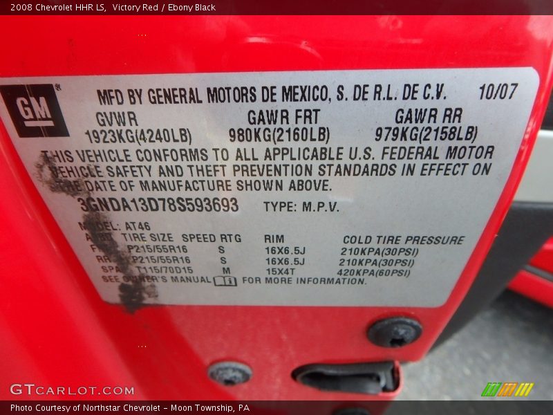 Victory Red / Ebony Black 2008 Chevrolet HHR LS