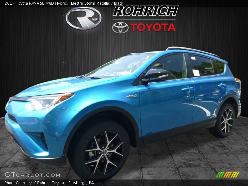 Electric Storm Metallic / Black 2017 Toyota RAV4 SE AWD Hybrid