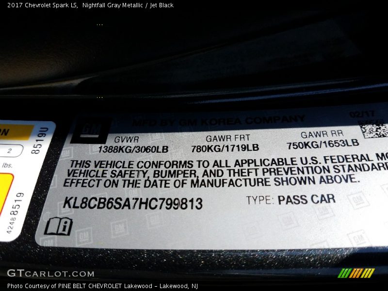 Nightfall Gray Metallic / Jet Black 2017 Chevrolet Spark LS