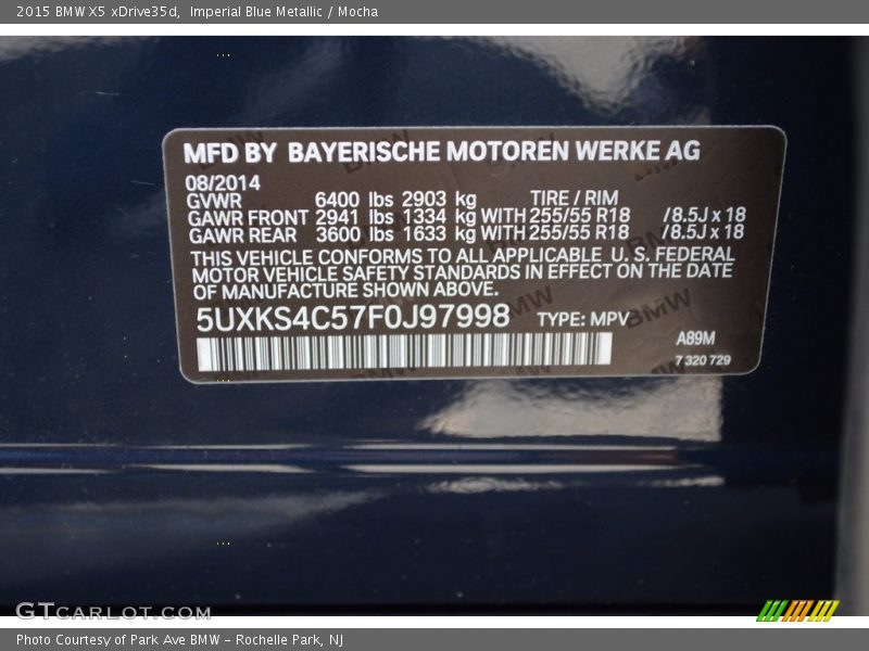 Imperial Blue Metallic / Mocha 2015 BMW X5 xDrive35d