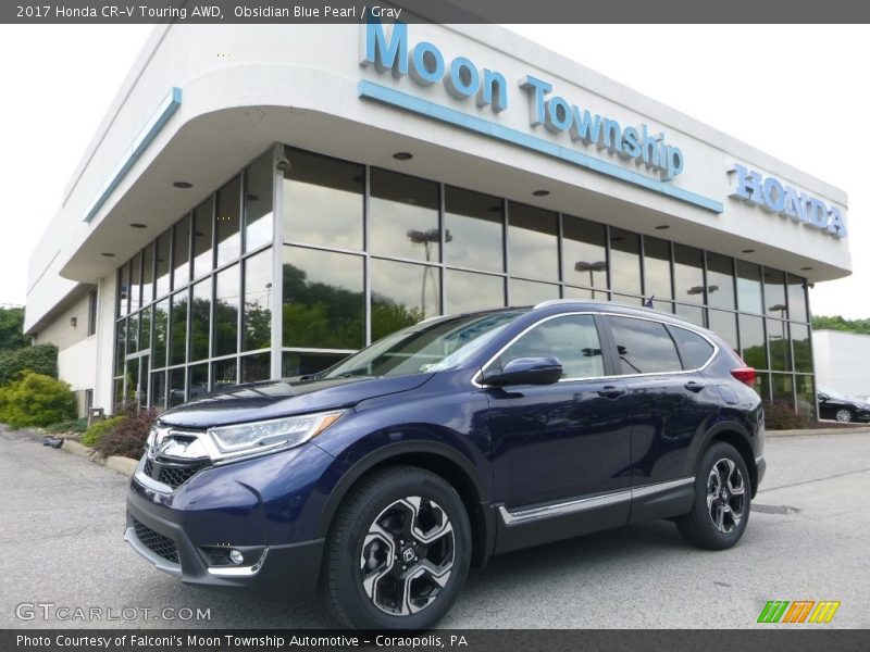 Obsidian Blue Pearl / Gray 2017 Honda CR-V Touring AWD