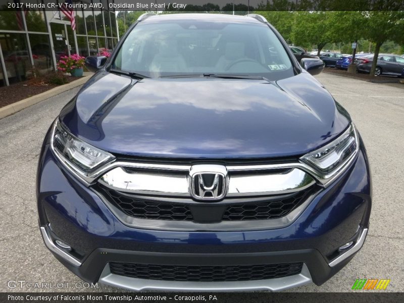 Obsidian Blue Pearl / Gray 2017 Honda CR-V Touring AWD