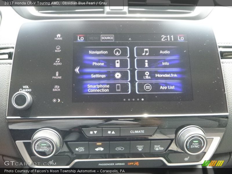 Obsidian Blue Pearl / Gray 2017 Honda CR-V Touring AWD