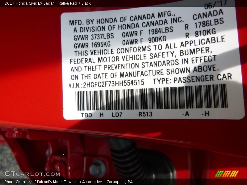 Rallye Red / Black 2017 Honda Civic EX Sedan