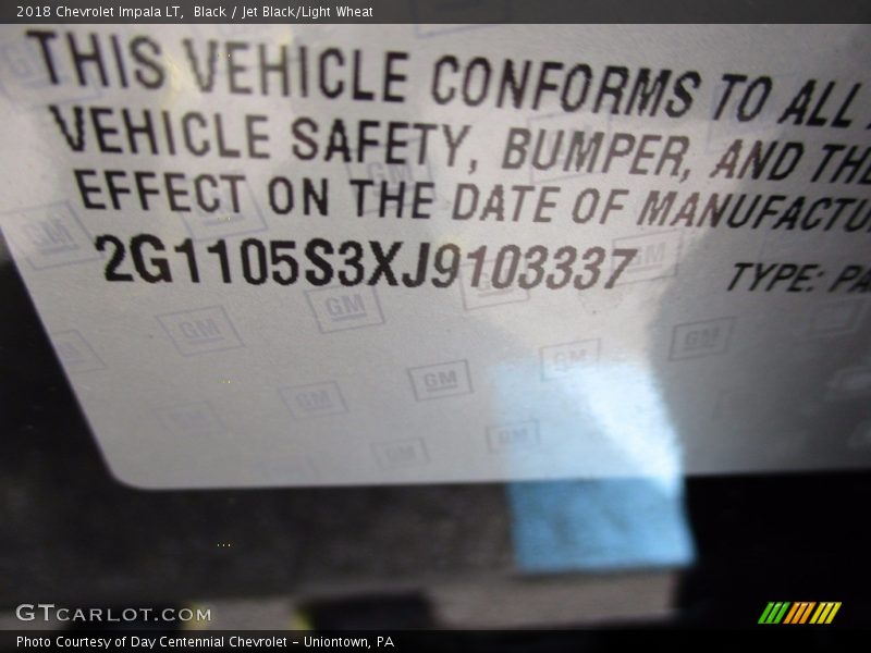 Black / Jet Black/Light Wheat 2018 Chevrolet Impala LT