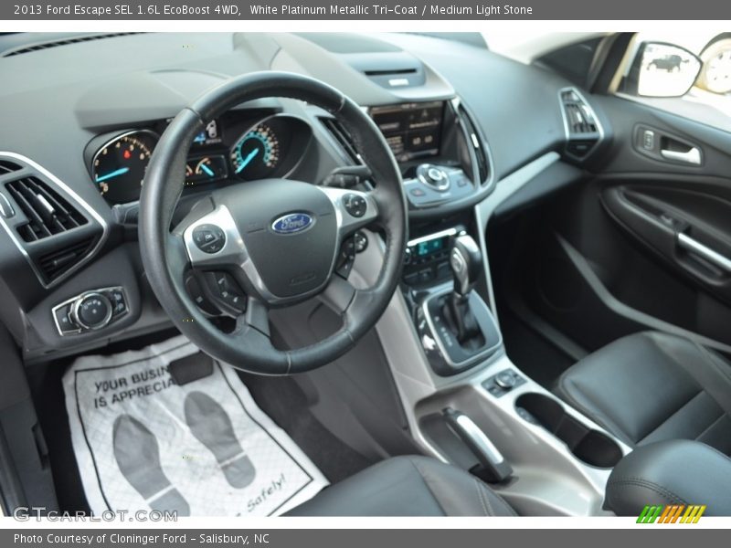White Platinum Metallic Tri-Coat / Medium Light Stone 2013 Ford Escape SEL 1.6L EcoBoost 4WD