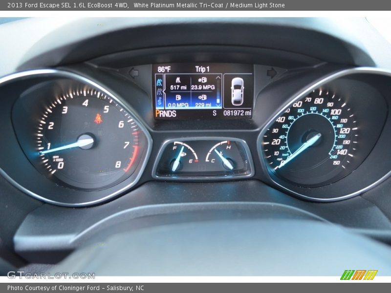 White Platinum Metallic Tri-Coat / Medium Light Stone 2013 Ford Escape SEL 1.6L EcoBoost 4WD