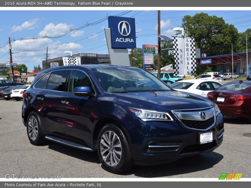 Fathom Blue Pearl / Graystone 2016 Acura MDX SH-AWD Technology